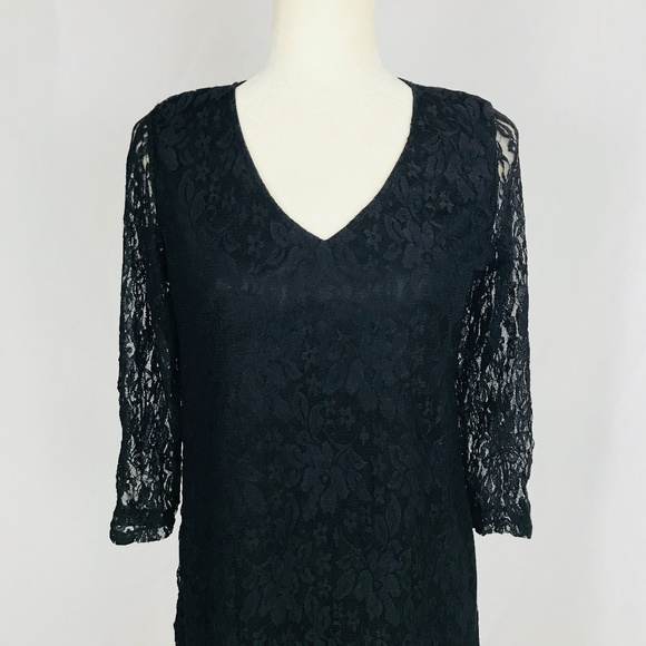 MaCherie Black Lace 3/4 Sleeve Maternity Dress - Picture 3 of 8